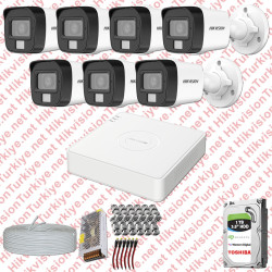 Hikvision 07 Kameralı Colorvu Hibrit Güvenlik Kamerası